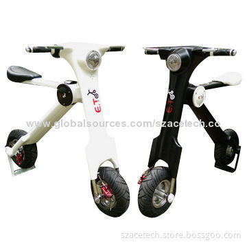 Electric Bicycle, Folded, with High Strength Body, Recycled Battery and Powerful Motor